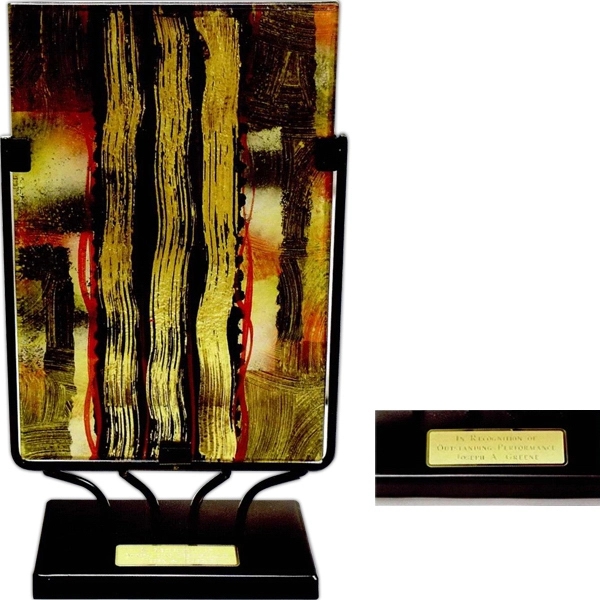Rectangle Art Glass with Steel Stand