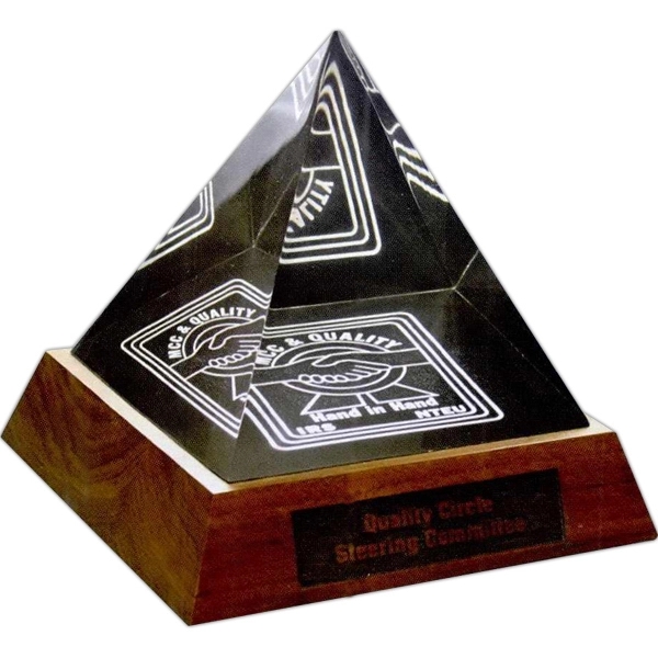 Acrylic Pyramid Award with Wood Base