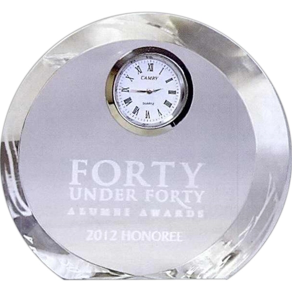 Round Crystal Award with Clock