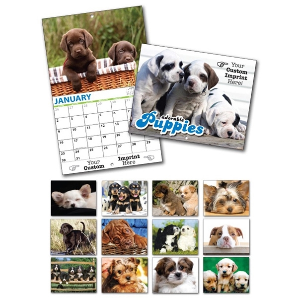 13 Month Custom Appointment Wall Calendar - PUPPIES
