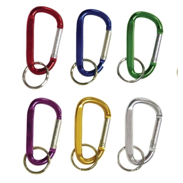 Imprinted 8mm carabiner with split ring