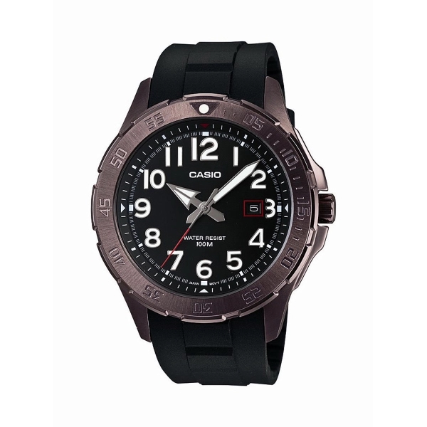 Brown Ion-Plated Watch, Black Resin Band