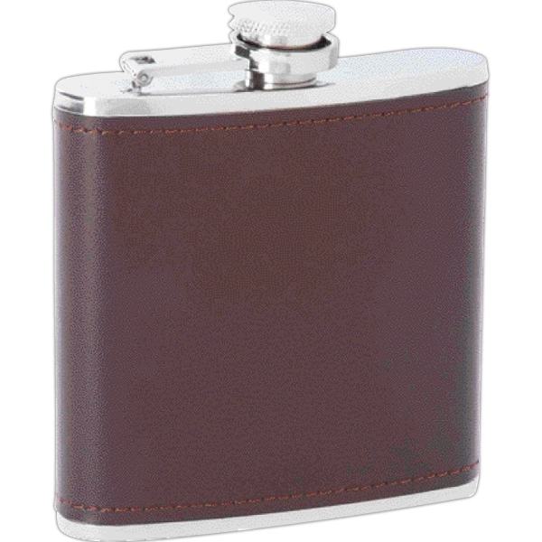 Maxam (R) 6oz Stainless Steel Flask with Leather Wrap