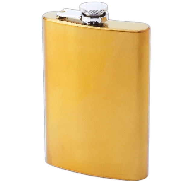 Maxam (R) 8oz Stainless Steel Flask With Gold-Tone Finish