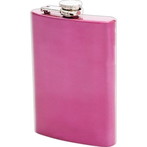 Maxam (R) 8oz Stainless Steel Flask with Pink-Tone