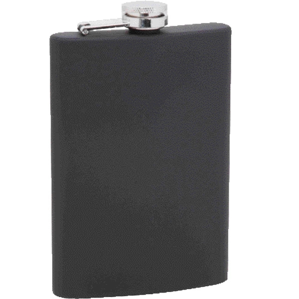 Maxam (R) 8oz Stainless Steel Black Rubber Flask