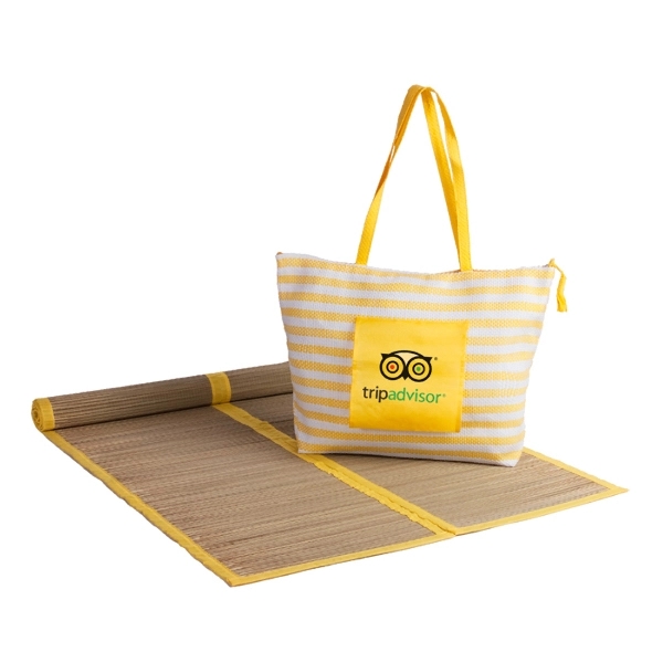 STRIPED BEACH TOTE SET WITH MAT - Image 2