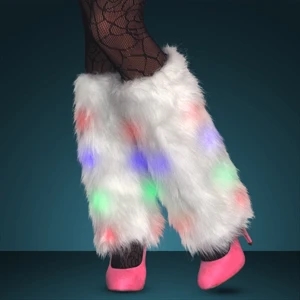 Rainbow lights funky furry leg warmers