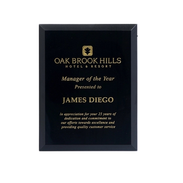 Delphos Black Glass Plaque 8&quot;