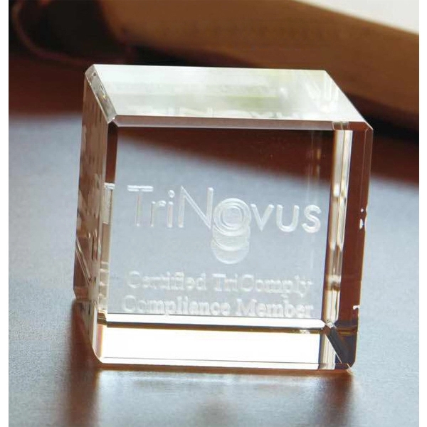 Small Flat Cube 3D Crystal Award