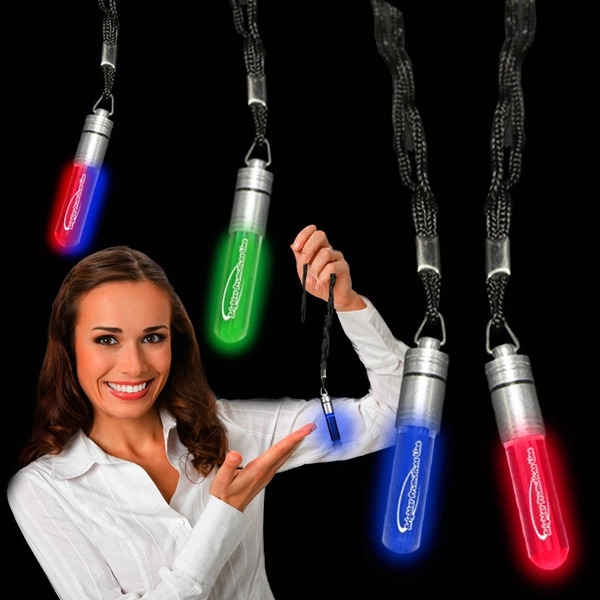 Blue 2&quot; LED Light Up Glow Pendant with Lanyard