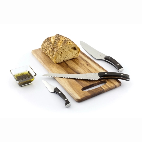 3 Pc. Chef Knife Set with Cutting Board