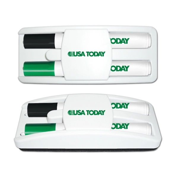 Dry Erase Gear Marker & Eraser Set (Black/Green)