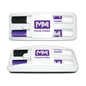 Dry Erase Gear Marker & Eraser Set (Black & Purple)
