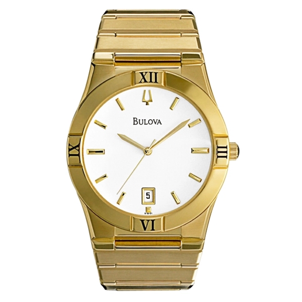 Bulova Men&apos;s Gold Tone Bracelet Watch W/Round Dial