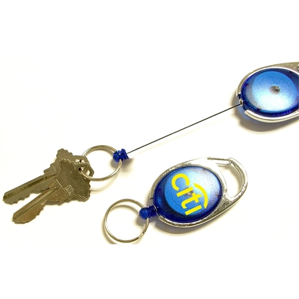 Oval Shape Retractable Key Holder with Carabiner Clip - Image 1