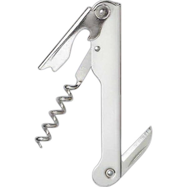 Waiter's Nickel Plated Corkscrew with Straight Blade - Image 1