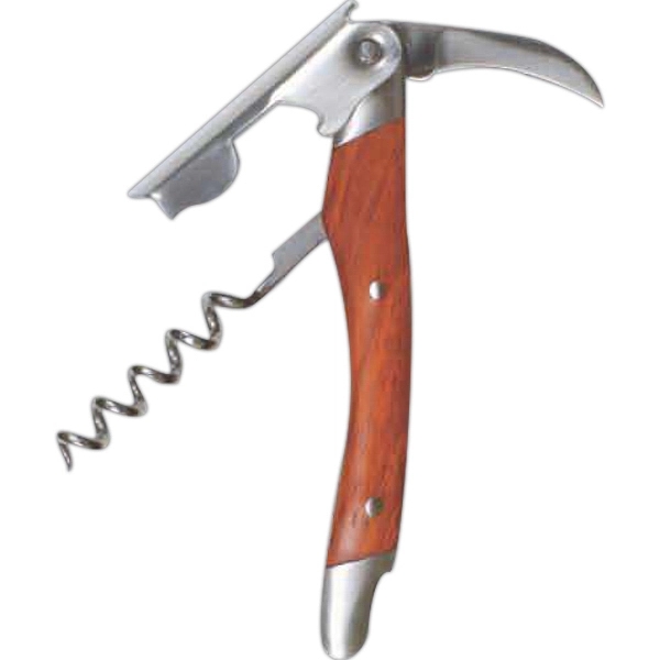 Straight Stainless Corkscrew With Rosewood Color Inset - Image 1