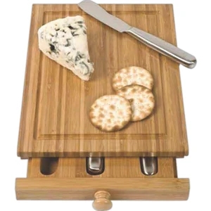 Bamboo Cheese Tools Case / Cutting Board, 3 Tools