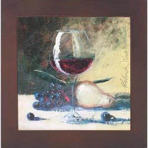 Ceramic Trivet With Wine Glass and Fruit Art Image