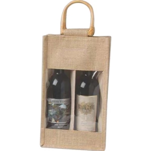 Jute Vino-Sack, With Clear, Poly Window, Two Bottles