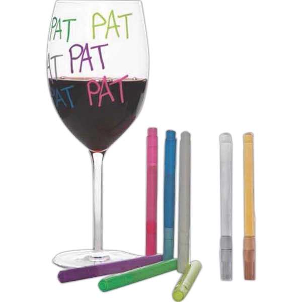 Neon Wine Glass Marker, Set of Two - Yellow & Blue - Image 1