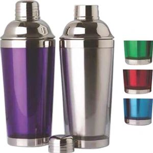 Double Wall Stainless Steel Cocktail Shaker, Translucent Pla