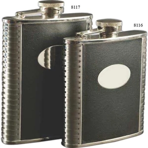 Deluxe Leather-Bound Captive-Top Pocket Flask