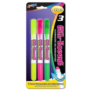 3 Pack Fluorescent Gel Highlighters