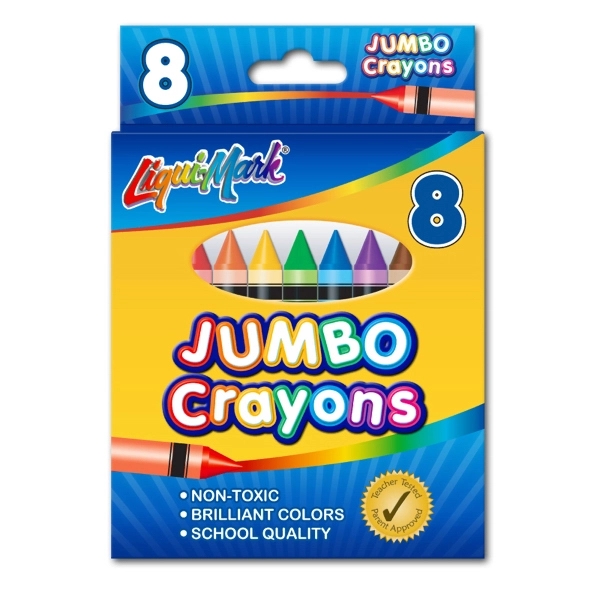 8 Pack Jumbo Crayons - Assorted Colors