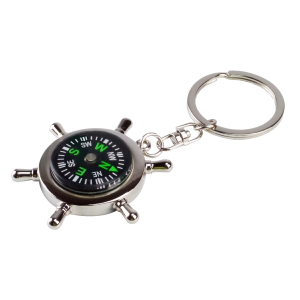 Nautical Wheel Compass Key Tag