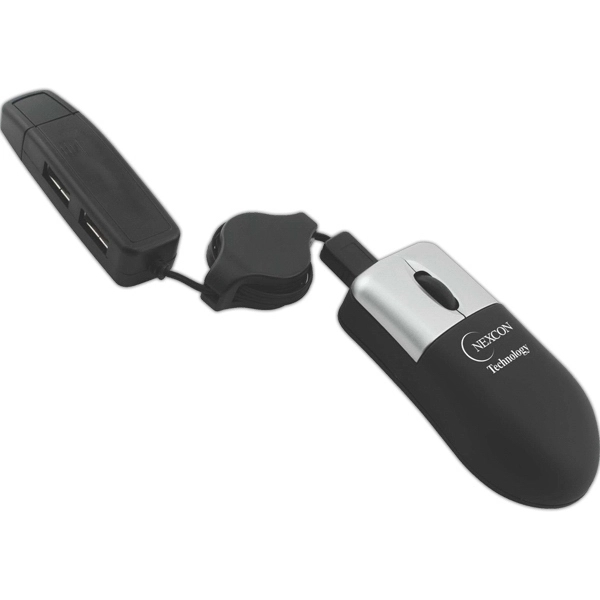 Compact Mini Mouse with 2 Port USB Hub - Image 1