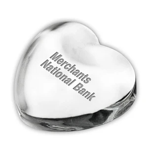 Small Glass Crystal Heart Paperweight