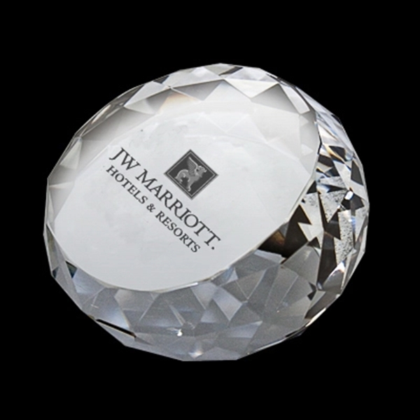 Round Glass Crystal Paperweight - Image 1
