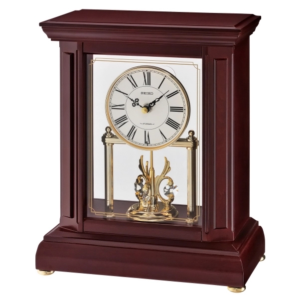 Seiko Pavia Dark Brown Wooden Mantel Clock