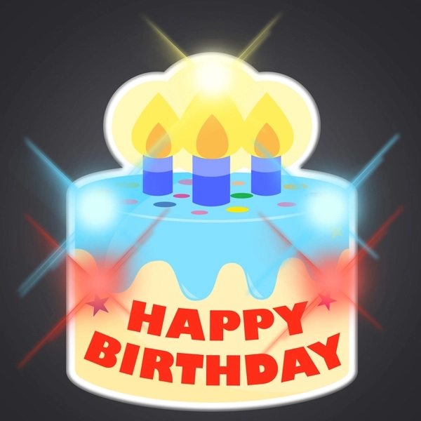 Happy Birthday Cake LED Pin Blinkies - Image 2