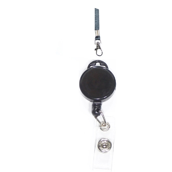 Round retractable badge holder with lanyard - Image 2