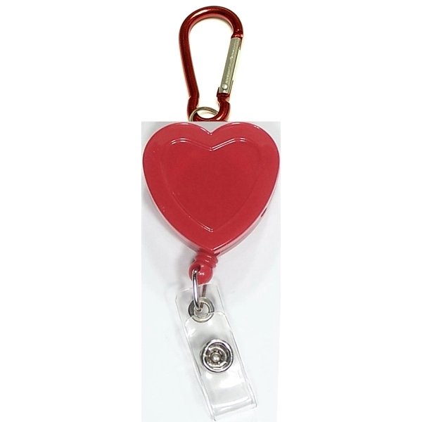 Heart shape retractable badge holder with carabiner - Image 3