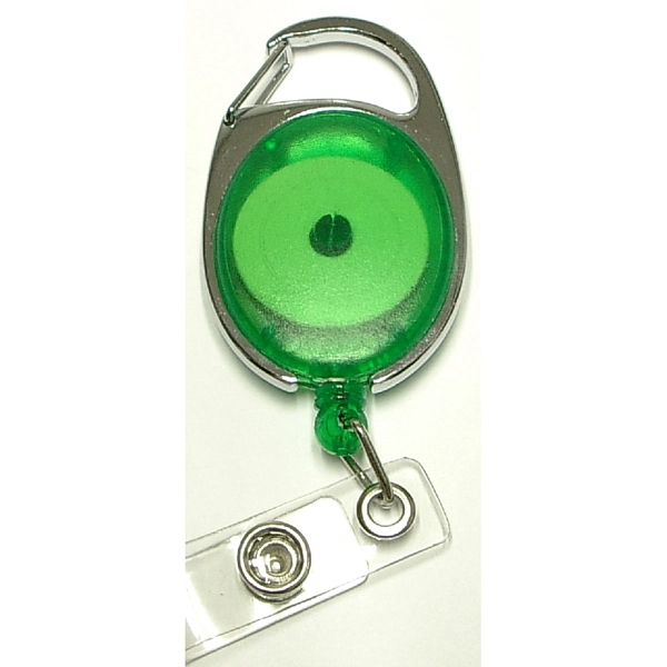 Oval shape retractable badge holder with carabiner clip - Image 4