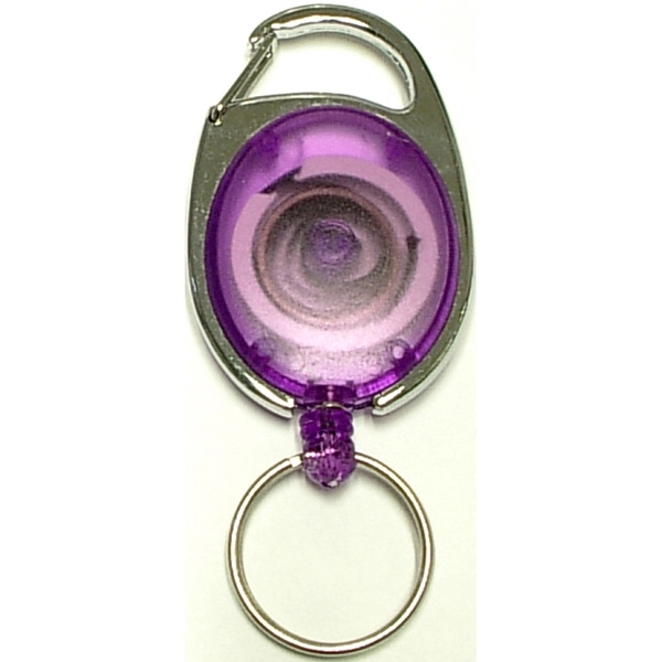 Oval Shape Retractable Key Holder with Carabiner Clip - Image 5