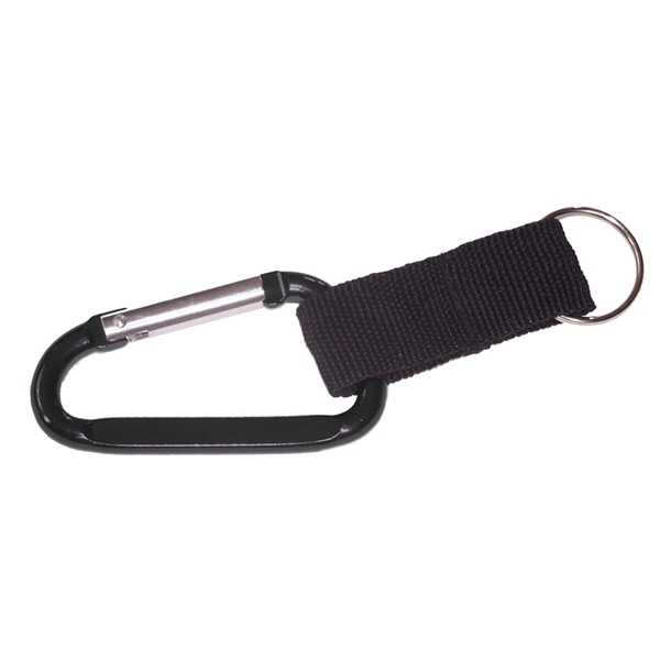 Carabiner with split key ring and nylon strap - Image 2