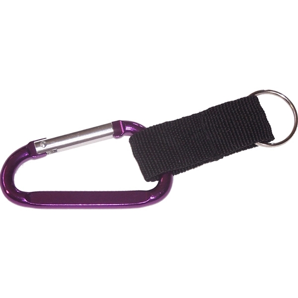 Carabiner with split key ring and nylon strap - Image 5