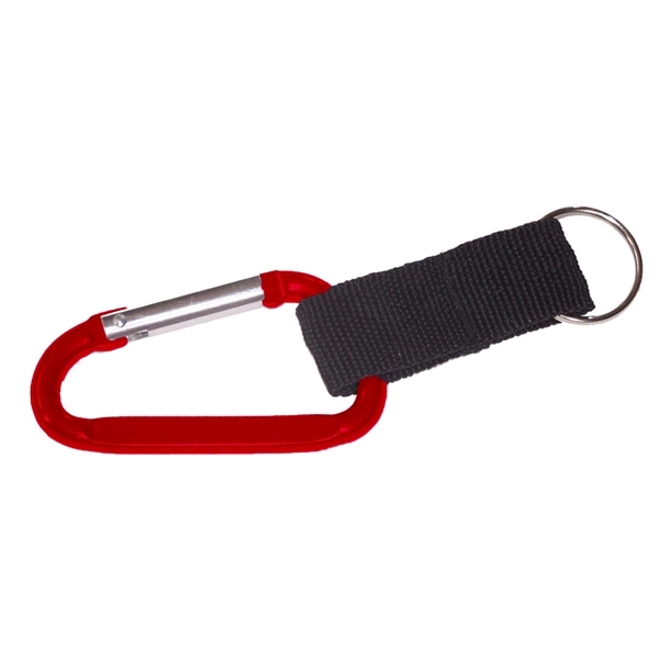 Carabiner with split key ring and nylon strap - Image 6