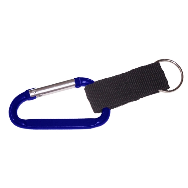 Carabiner with split key ring and nylon strap - Image 3