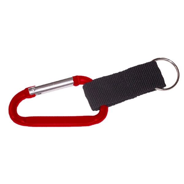 Carabiner with split key ring and nylon strap - Image 5