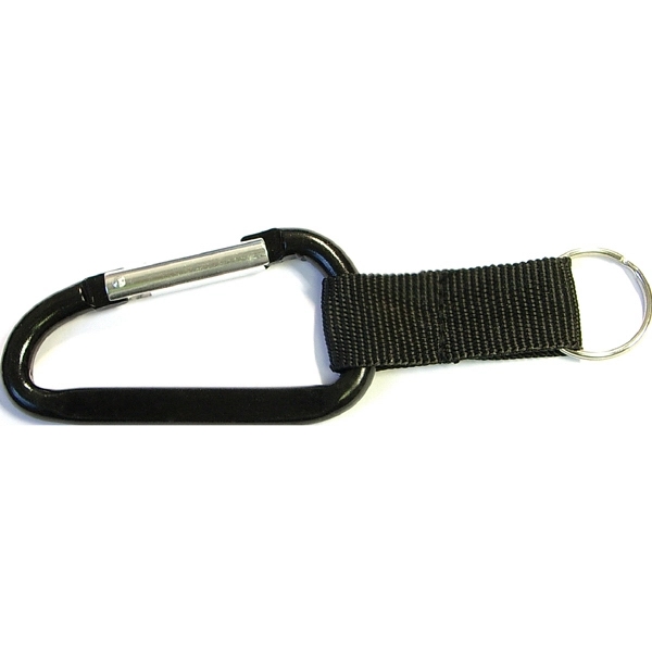 Carabiner with split key ring and nylon strap - Image 2