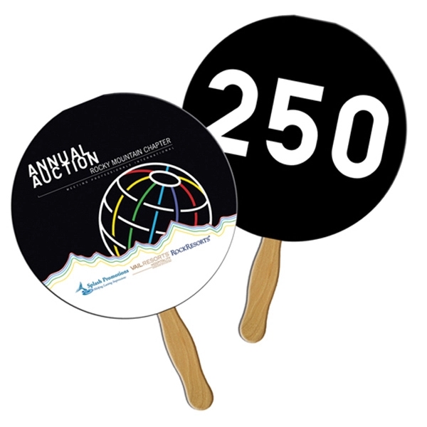 Round Auction Sandwiched Hand Fan Full Color - Image 1