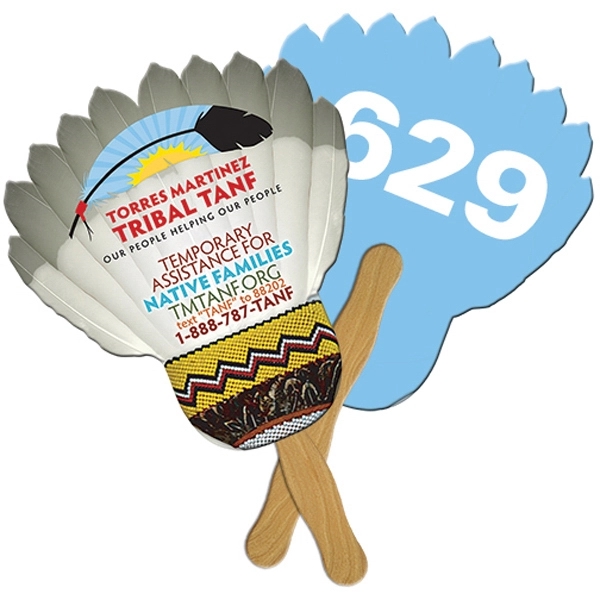 Feather Auction Hand Fan Full Color - Image 1