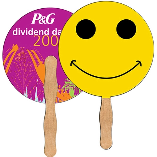 Smiley Face Auction Hand Fan Full Color - Image 1