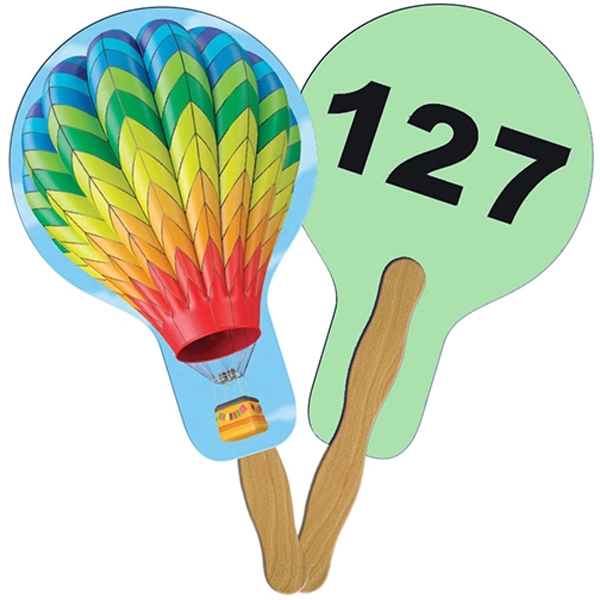 Balloon/Light Bulb Auction Hand Fan Full Color - Image 1